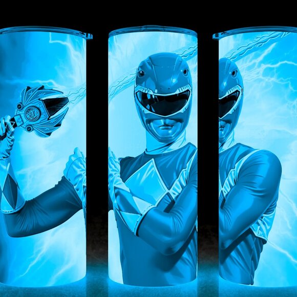 Glow in the Dark Power Rangers Red Ranger Jason with Sword Cup Mug Tumbler 20oz - Picture 1 of 4